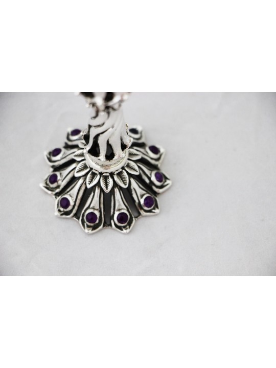 Petits chandeliers extraordinaires en pierre d’améthyste, canette en argent sterling