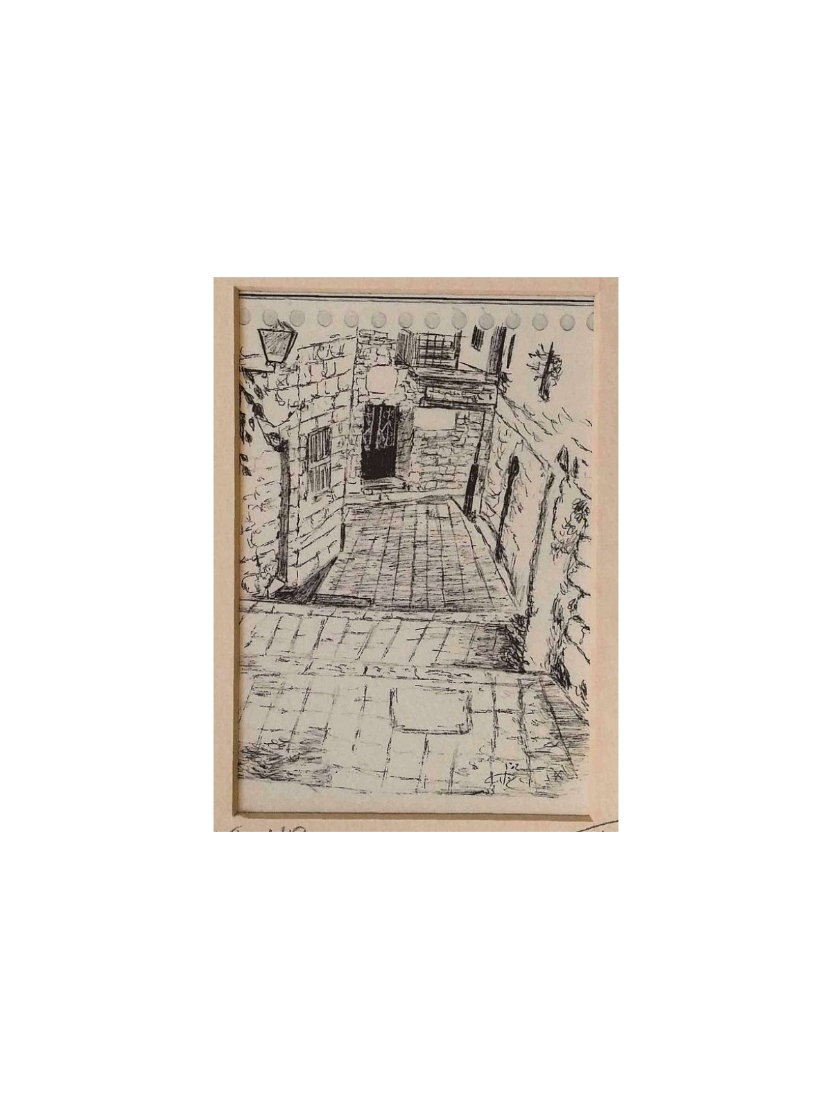 YehuditsArt Sketch Print of Narrow Alleyw... | Jewish Gift from Israel