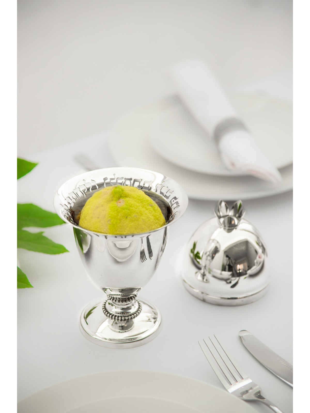 Boîte Etrog en argent sterling avec motif reflets, cadeaux Tu B'Av, est