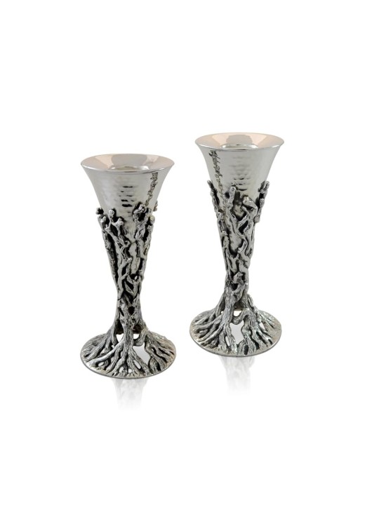 Nature Inspired Sterling Silver Candlesticks Olive , Sterling Silver C