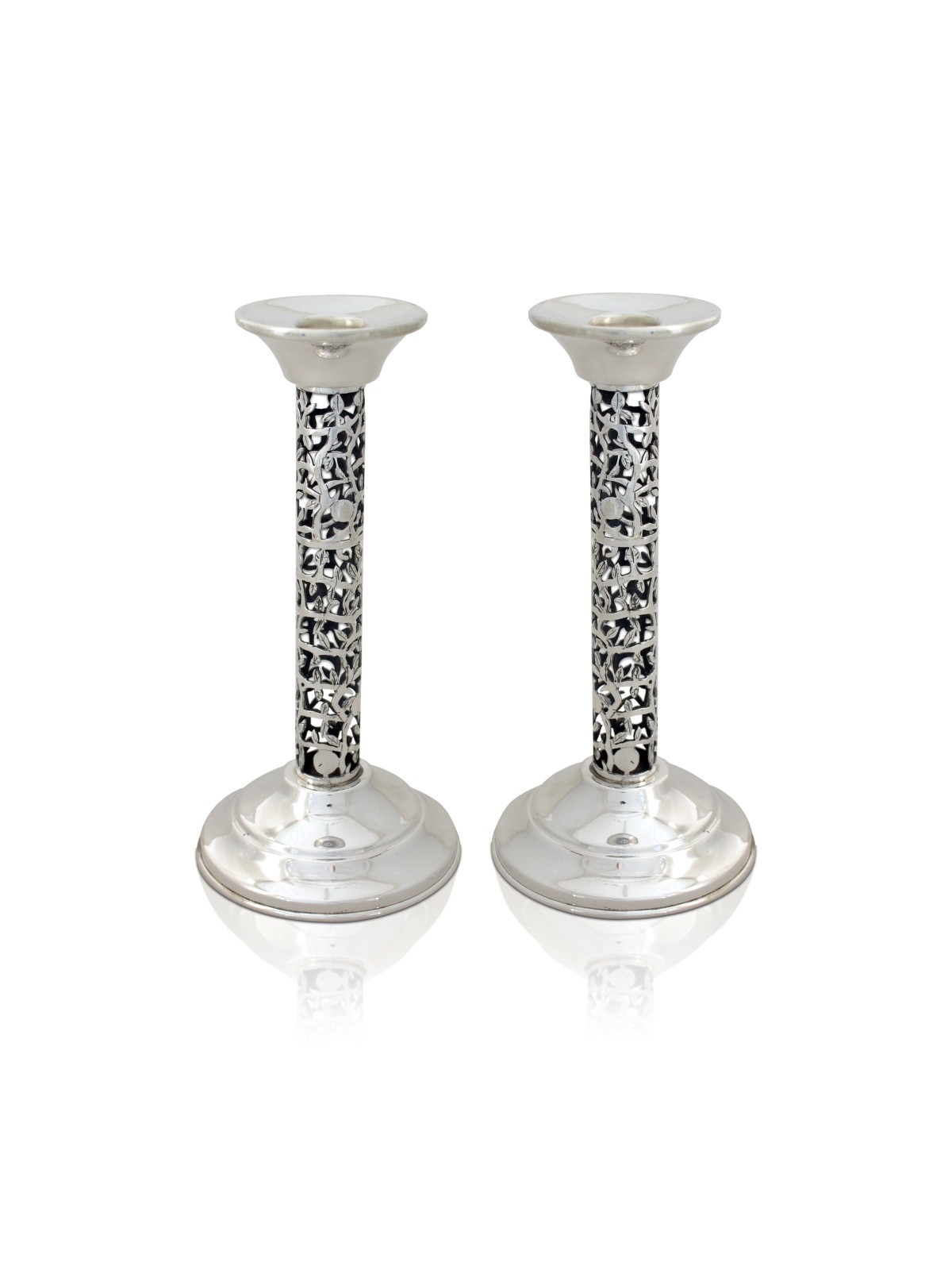 Large Sterling Silver Candlesticks with Nature Ins , Sterling Silver C
