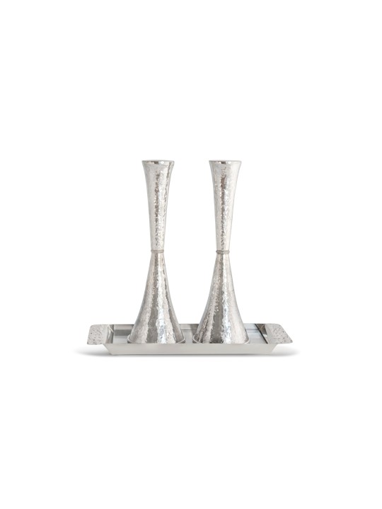 Silver Hammered Contemporary and Elegant Candlesti , Passover Gifts ,