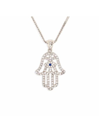 Pendentif Hamsa creux avec diamants et saphir St, cadeaux Tu B'Av, I