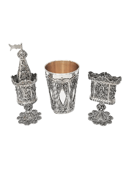 Ensemble Havdalah en filigrane extraordinaire en argent pur, cadeaux Tu B'Av, I