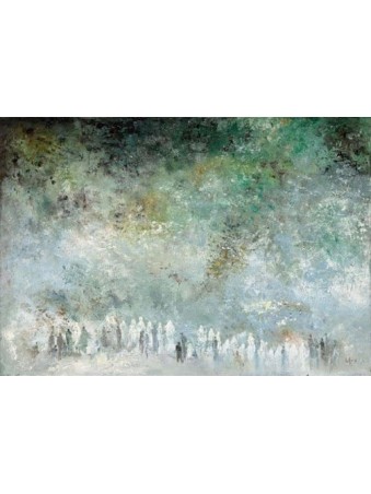 Unique Oil Colors Abstract Painting of The Holly J , Jewish Abstract A