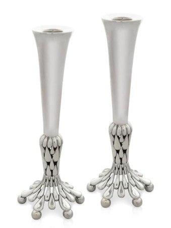 One-of-a-Kind Floral Sterling Silver Candlesticks , Sterling Silver Ca