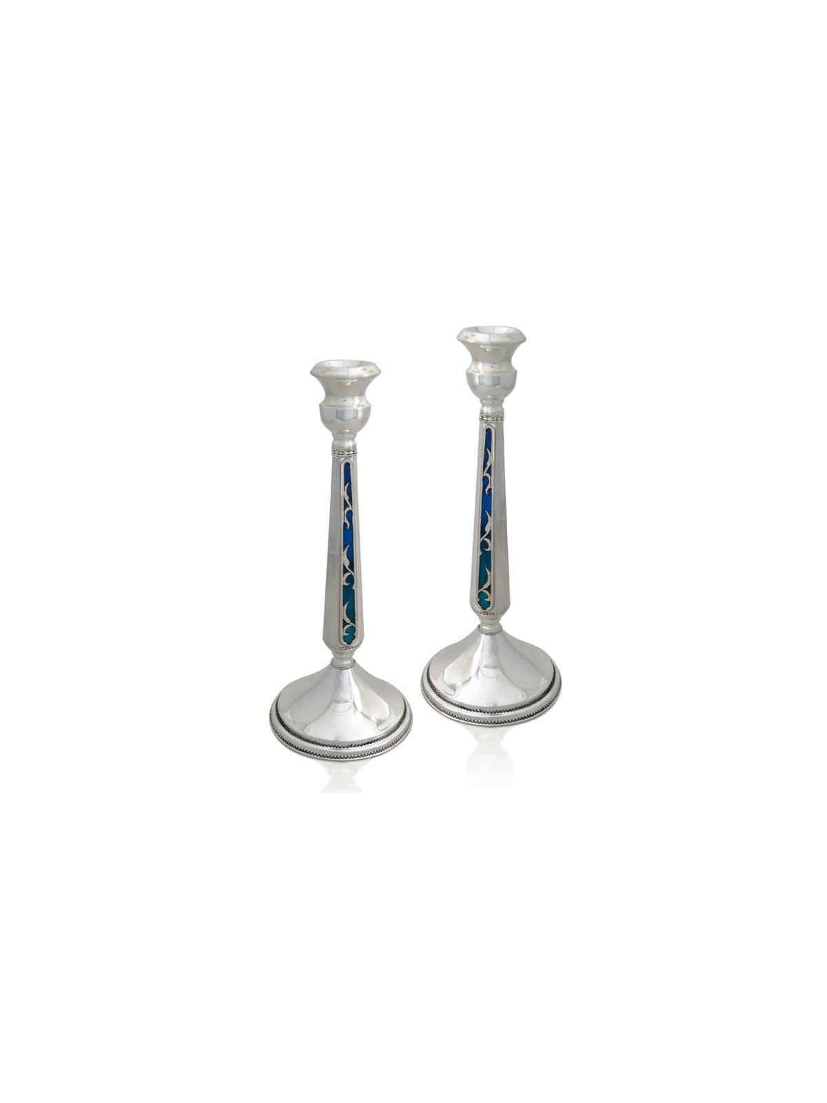 Colorful Large Enameled Candlesticks Sterling Silv , Sterling Silver C