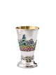 Service à vin en argent sterling avec émail coloré Jeru, Kiddush de Jérusalem