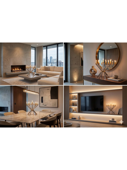 Giant Candelabra with Clean Lines and Bold Angles  , Extra Large Candl