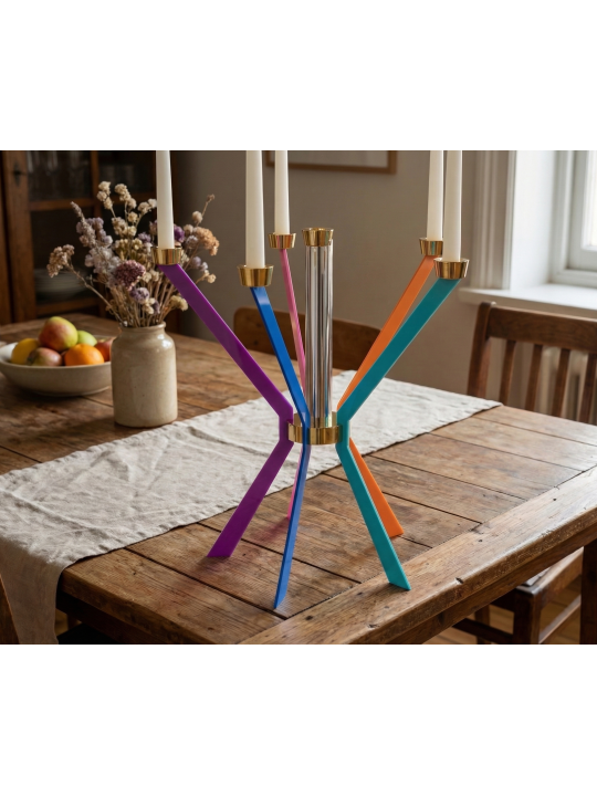 Candélabre multicolore en forme d'étoile de grande taille, candélabre nature