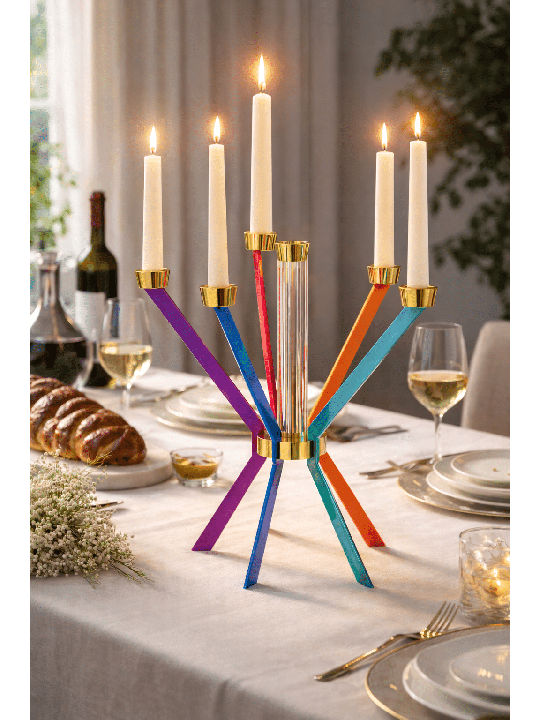 Candélabre multicolore en forme d'étoile de grande taille, candélabre nature