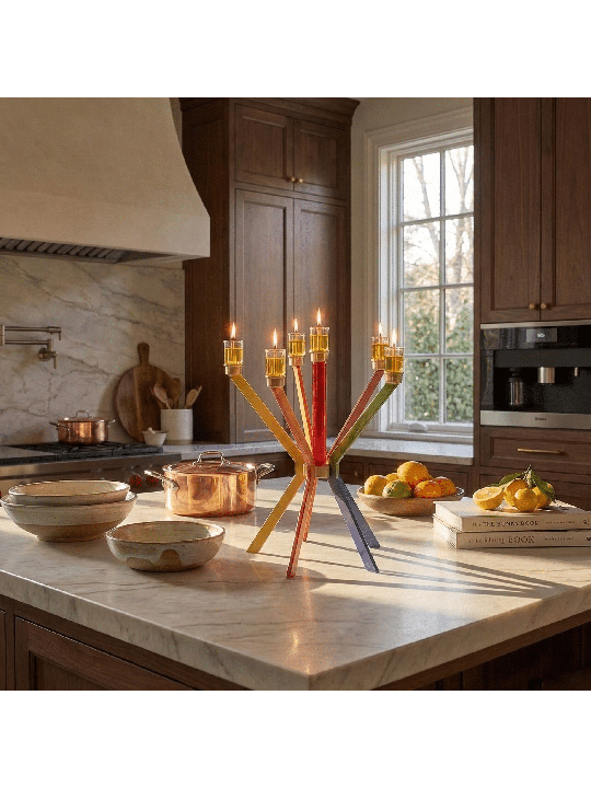 Big Size Starburst-Shaped Multicolored Candelabra  , Nature Candelabra