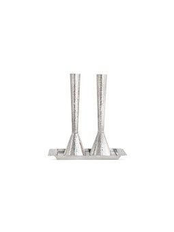 Large Silver Hammered Candlesticks and Tray , Sterling Silver Candlest