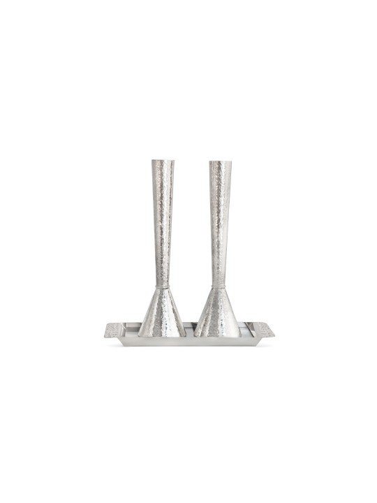 Grands chandeliers et plateau martelés en argent, chandelier en argent sterling