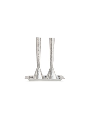 Large Silver Hammered Candlesticks and Tray , Sterling Silver Candlest