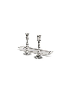 Silver Candlesticks with Natural Amethyst Stone , Sterling Silver Cand
