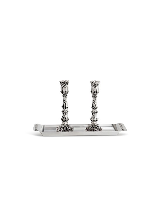 Silver Candlesticks with Natural Amethyst Stone , Sterling Silver Cand