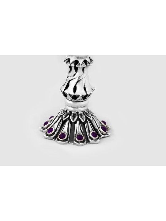 Chandeliers en argent avec pierre d'améthyste naturelle, canette en argent sterling