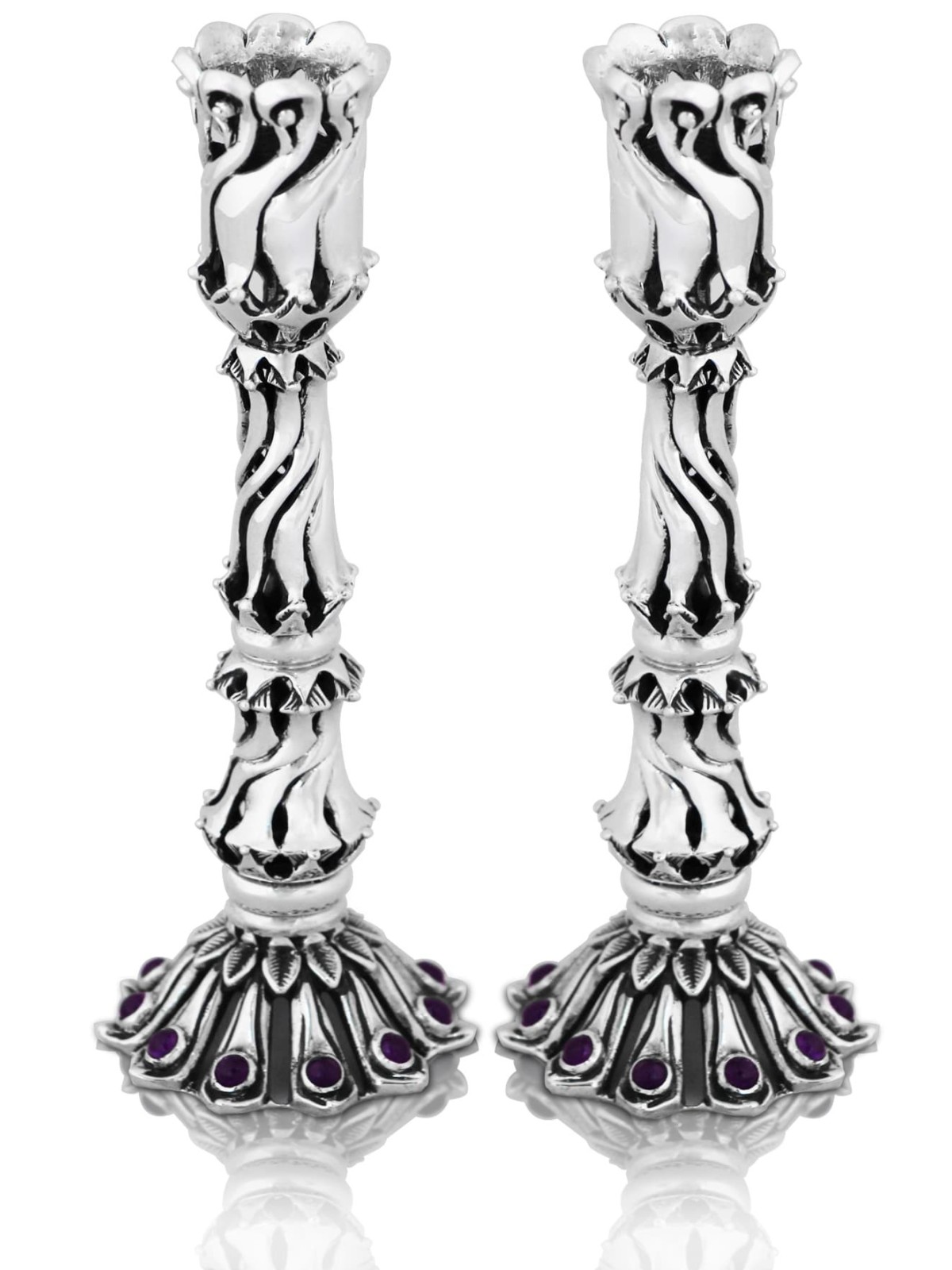 Natural Vintage Inspired Candlesticks for Shabbat , Sterling Silver Ca
