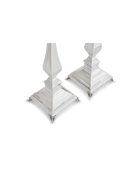 Grands chandeliers en argent sterling de Shabbat, Candlesti en argent sterling