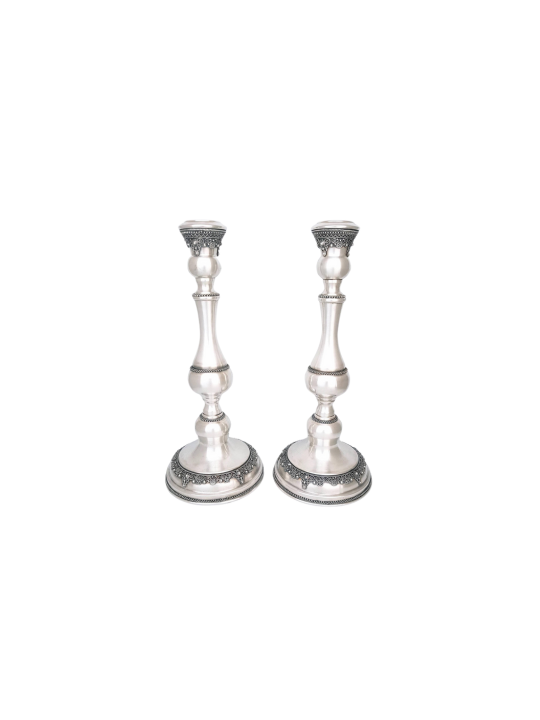 Beautiful Large Silver Candlesticks with Tradition , Sterling Silver C