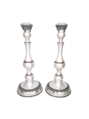 Beautiful Large Silver Candlesticks with Tradition , Sterling Silver C