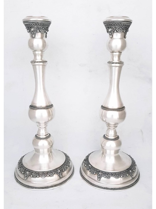 Beautiful Large Silver Candlesticks with Tradition , Sterling Silver C