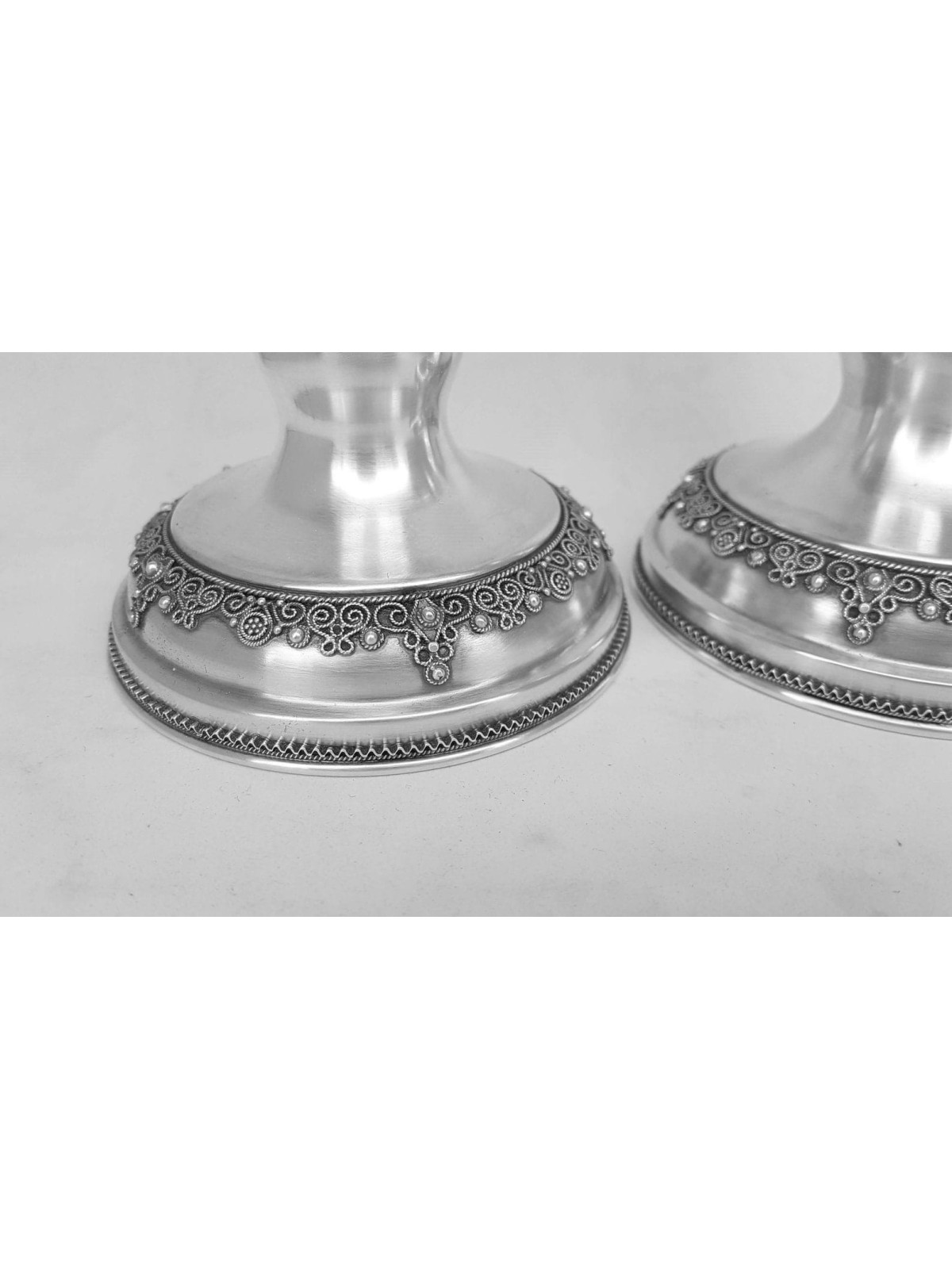 Beautiful Large Silver Candlesticks with Tradition , Sterling Silver C