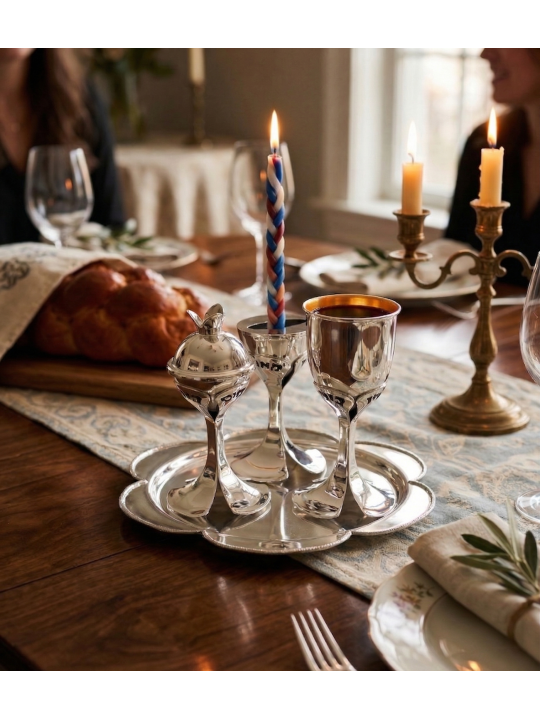 Floral Sterling Silver Tray for Havdalah Set and C , Tu B'Av Gifts , I