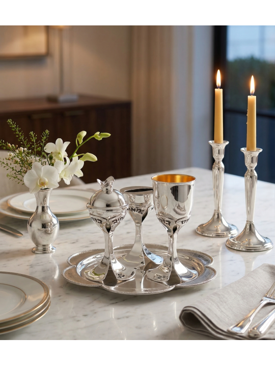 Floral Sterling Silver Tray for Havdalah Set and C , Tu B'Av Gifts , I
