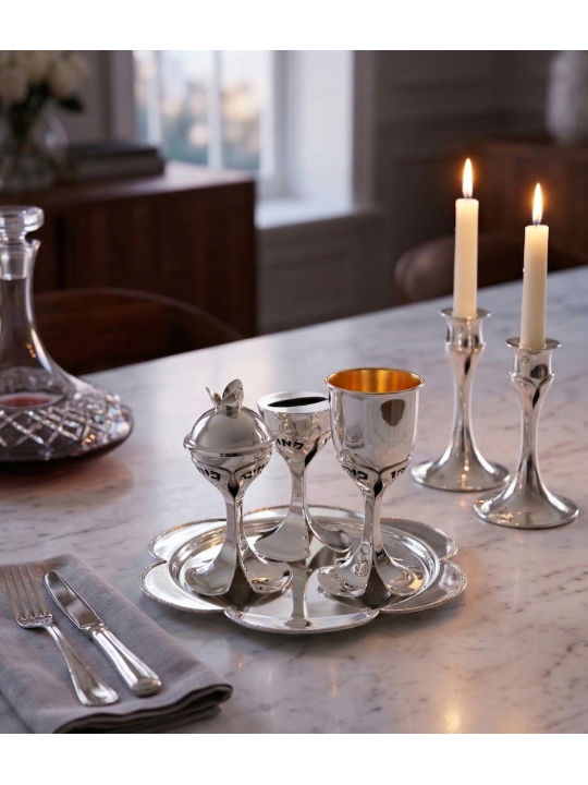 Plateau floral en argent sterling pour Havdalah Set et C , Cadeaux Tu B'Av , I