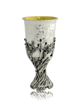 Coupe Elijah en argent avec pierres d'améthyste avec jambe de branche, cadeaux de Pâque, I