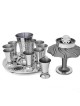 Shiny Hammered Silver Wine Fountain 10 Cups , Kiddush Fountains , Isra
