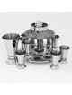 Shiny Hammered Silver Wine Fountain 10 Cups , Kiddush Fountains , Isra