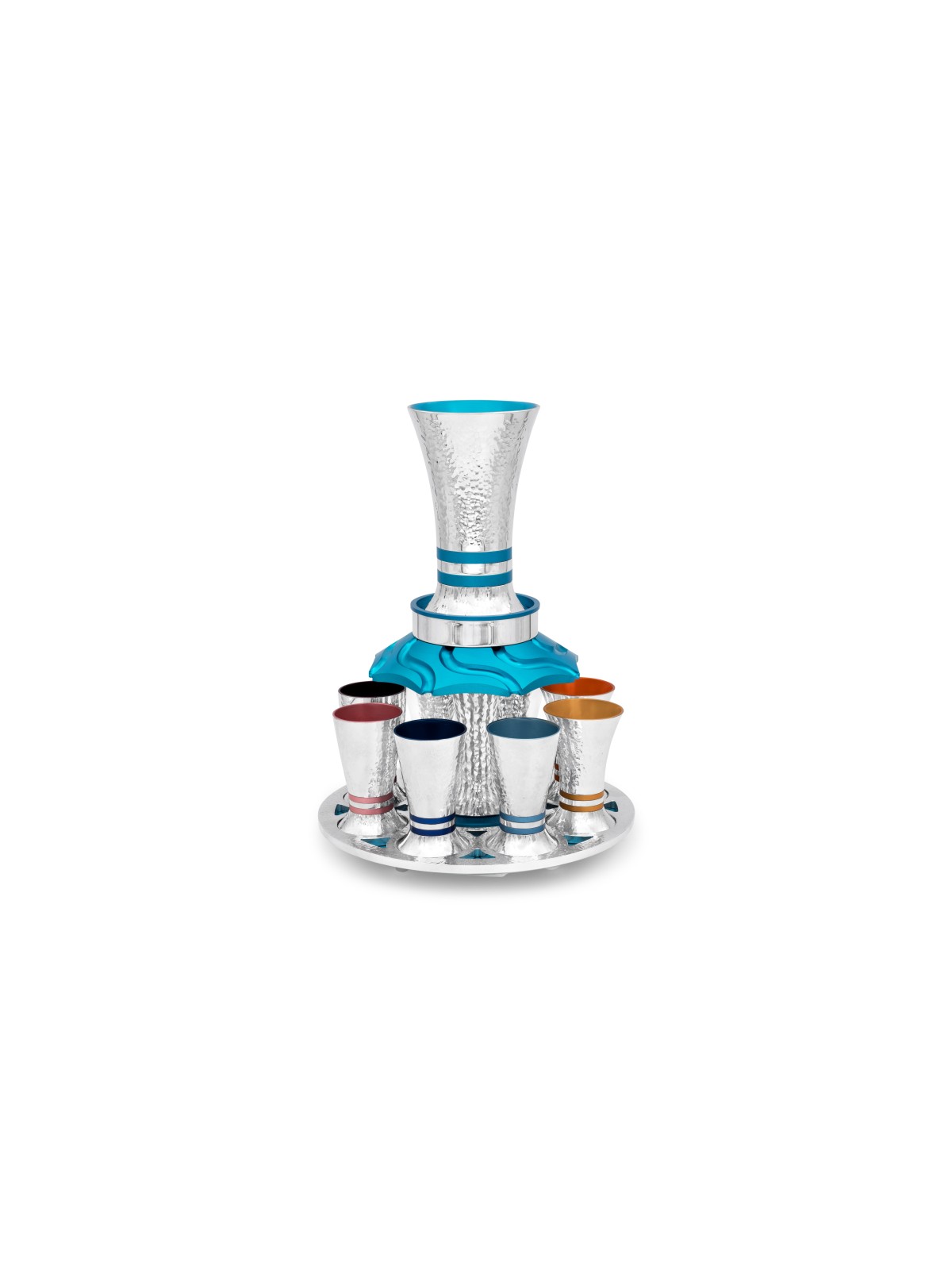 Ensemble de fontaines à vin en aluminium coloré avec 10 petites fontaines de Kiddouch