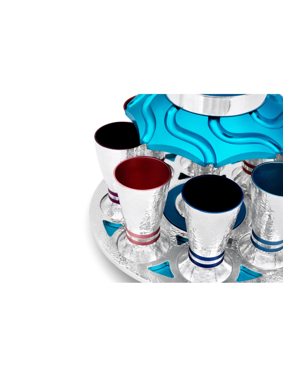 Ensemble de fontaines à vin en aluminium coloré avec 10 petites fontaines de Kiddouch
