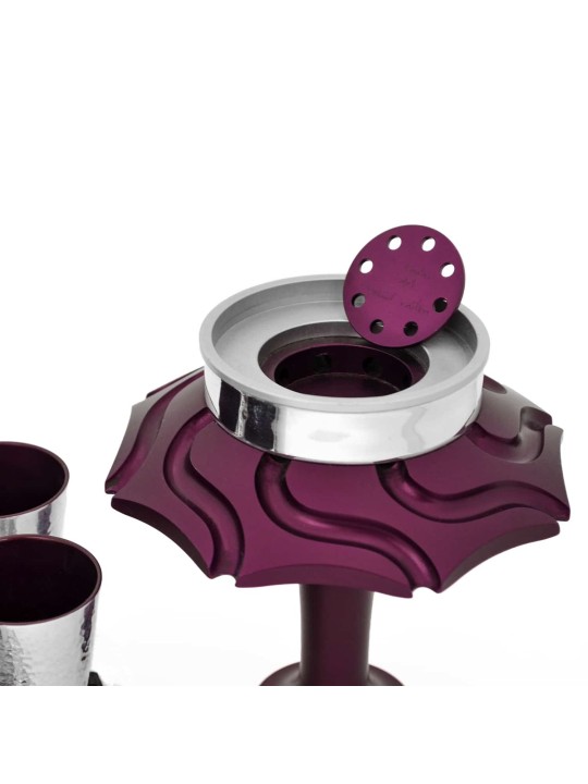 Fontaine à vin en aluminium avec 8 tasses à liqueur, fontaines de Kiddouch, Israël
