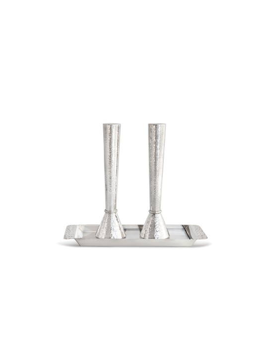 Grands chandeliers martelés avec plateau, chandeliers en argent sterling,