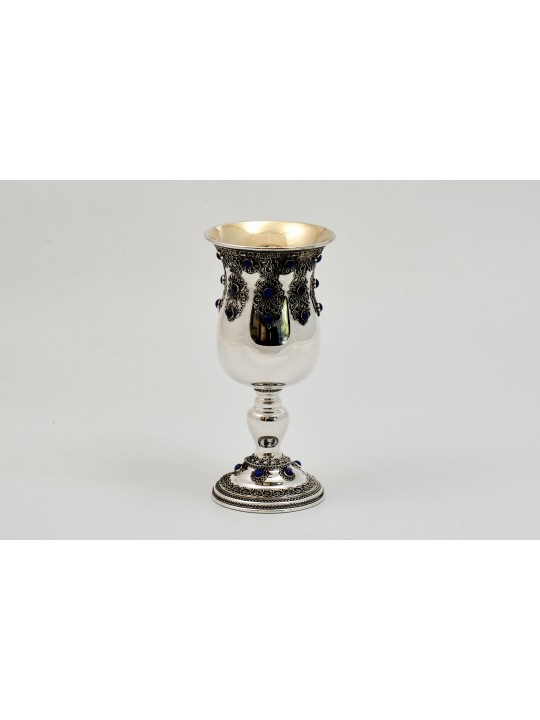 Pierres précieuses bleues Big Silver Elijah Cup sertie de Fili, cadeaux de Pâque,