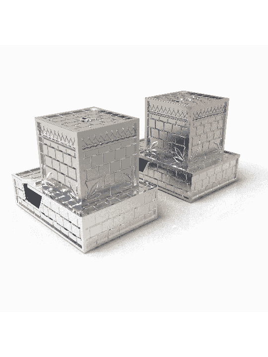 Conception unique du mur occidental en argent sterling Tefilli, Tefillin et Tefi