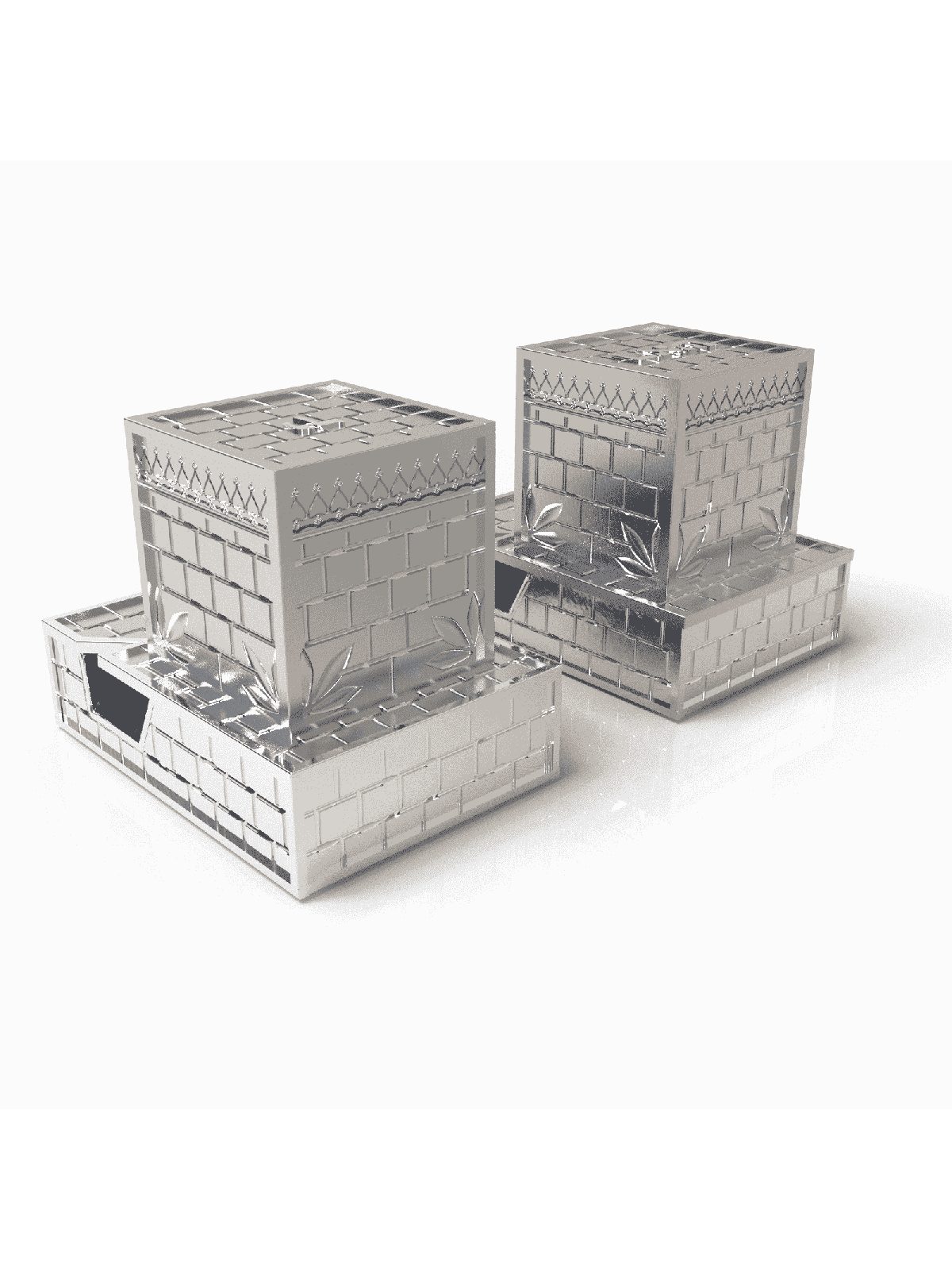 Unique Sterling Silver Western Wall Design Tefilli , Tefillin and Tefi