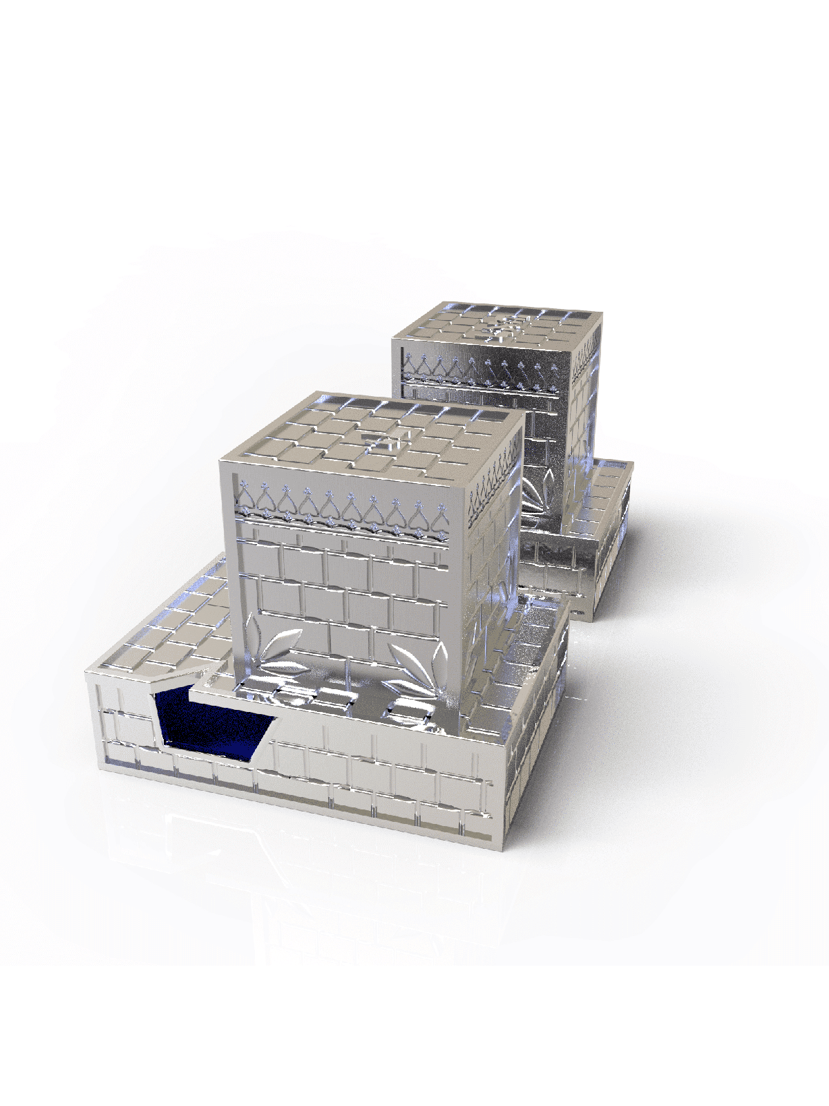 Conception unique du mur occidental en argent sterling Tefilli, Tefillin et Tefi