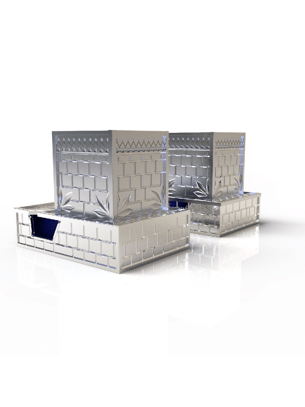 Unique Sterling Silver Western Wall Design Tefilli , Tefillin and Tefi