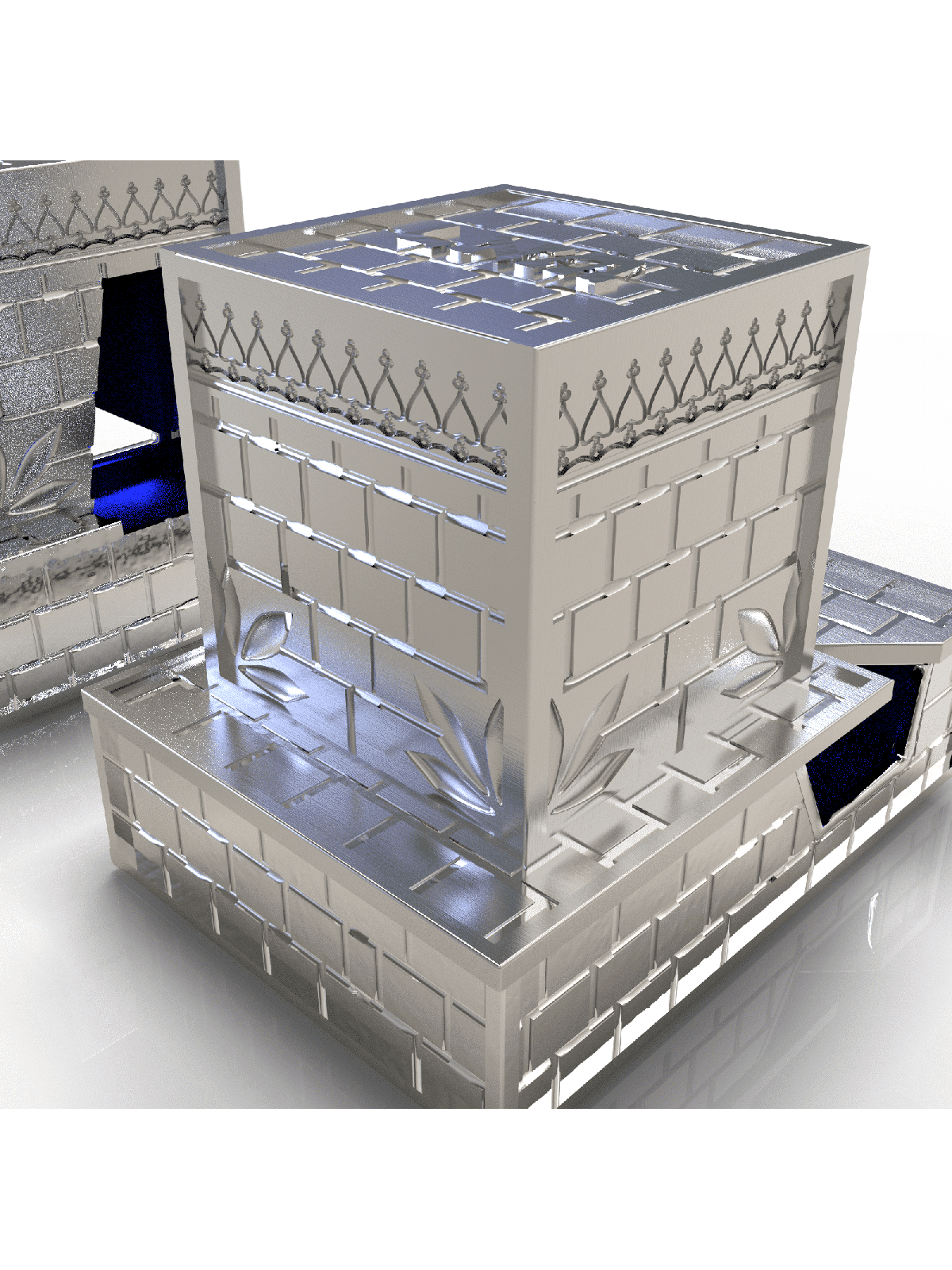 Conception unique du mur occidental en argent sterling Tefilli, Tefillin et Tefi