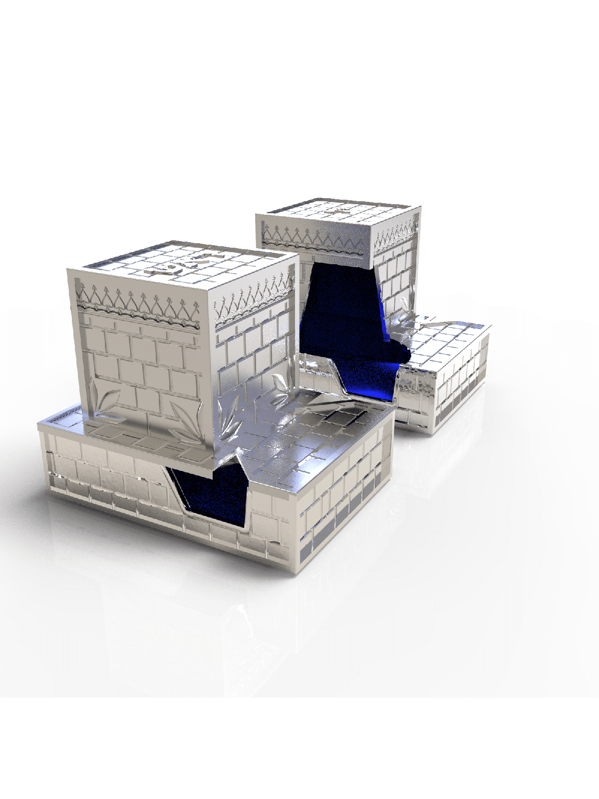 Unique Sterling Silver Western Wall Design Tefilli , Tefillin and Tefi