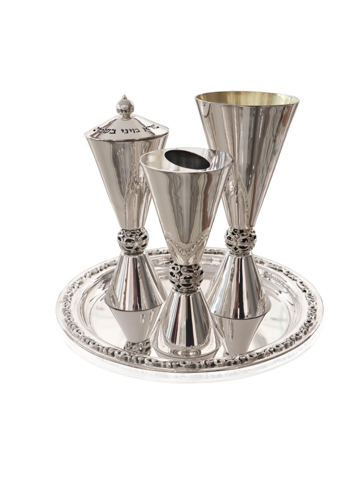Ensemble Havdalah en argent sterling avec bénédiction et fil, Havdalah moderne S