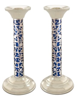 Colorful Pomegranates Cut Out Candlesticks , Sterling Silver Candlesti