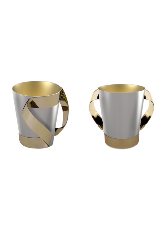 Silver & Brass Washing Cup With Clean Lines , Modern Washing Cups , Is