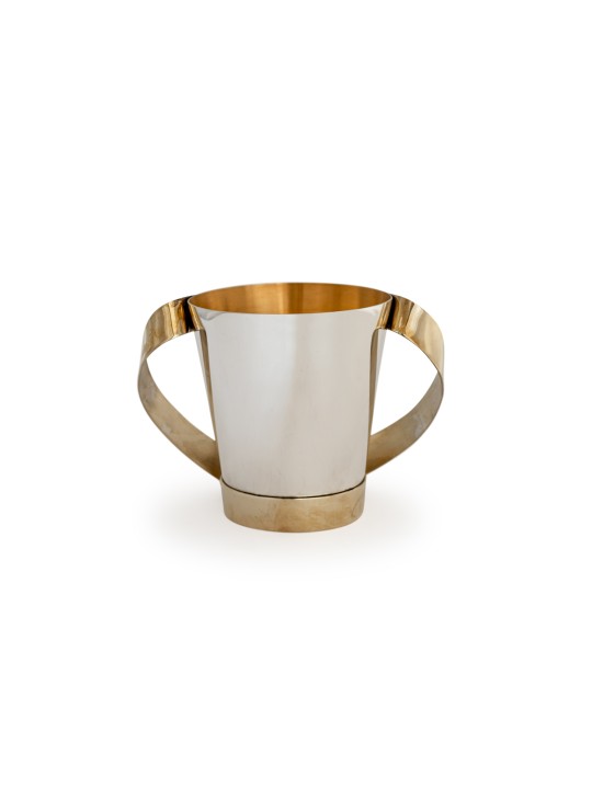 Silver & Brass Washing Cup With Clean Lines , Modern Washing Cups , Is