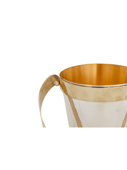 Tasse de lavage en argent et en laiton avec des lignes épurées, tasses de lavage modernes, est